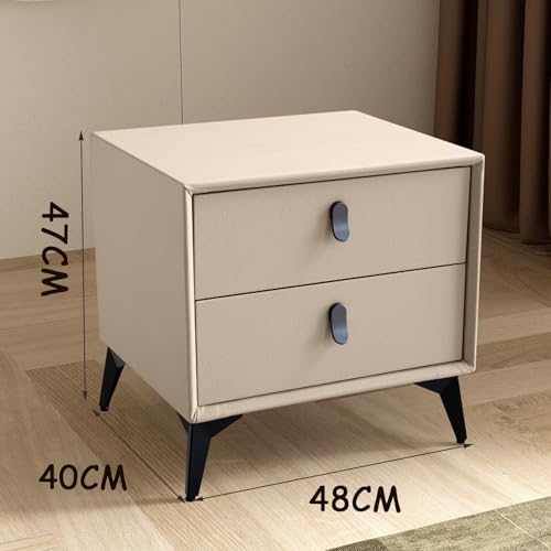 White Nightstand with 2 Drawers, Wood Top C529458