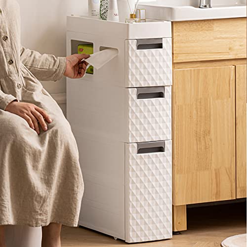 Small Bathroom Storage Cabinet with Moveable Drawers and Wheels X283