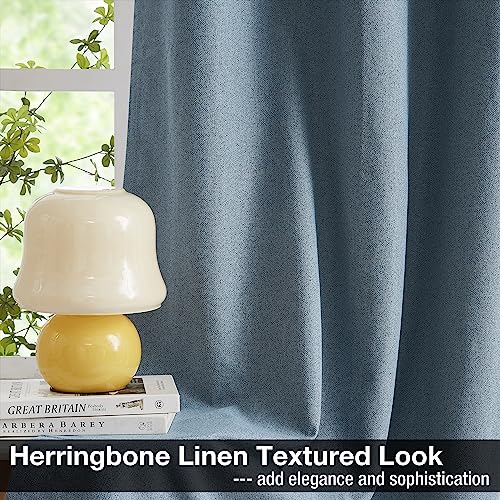 Natural Linen Blackout Curtains 84 inch Ivory, 2 Panels O402