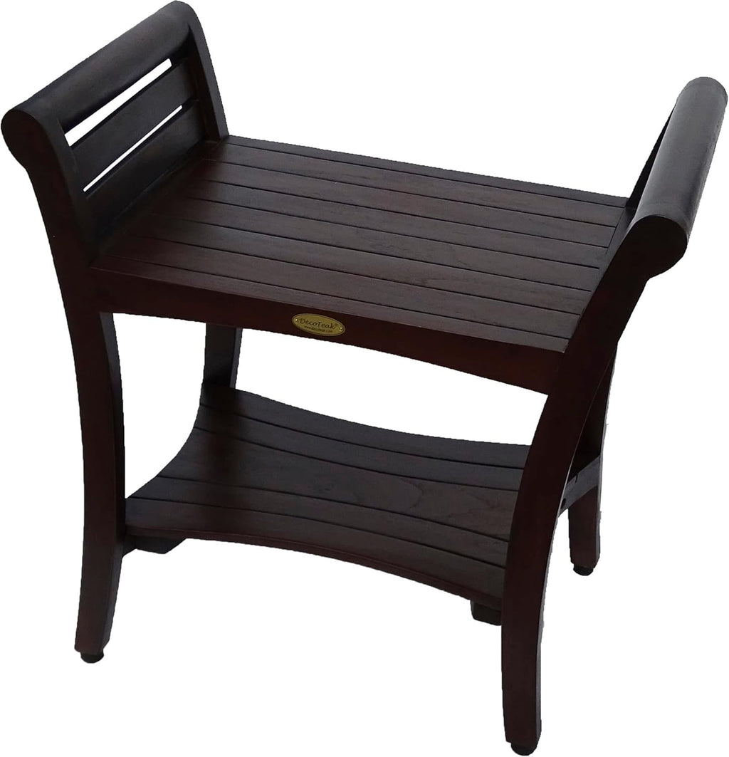 DecoTeak Symmetry 24" Teak Shower Bench with Safety Arms M9098