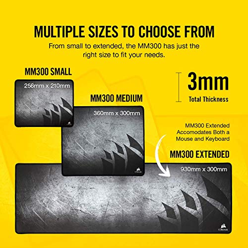Corsair MM300 Anti-Fray Cloth Gaming Mouse Pad, Medium T1331