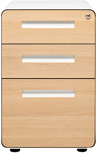 Laura Davidson Furniture Stockpile 3 Drawer Locking File Cabinet, White/Orange N581