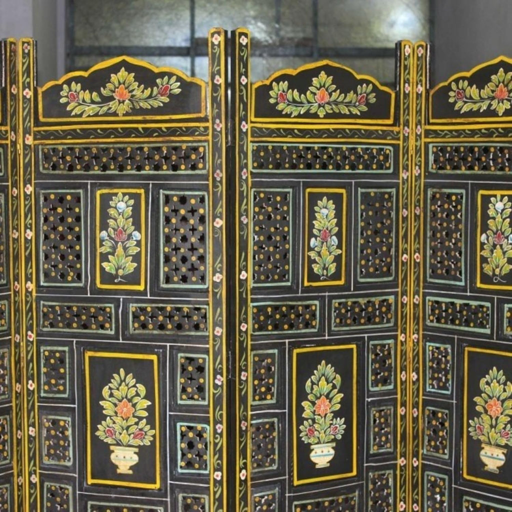 Hand Carved Indian Painted Partition Divider U225
