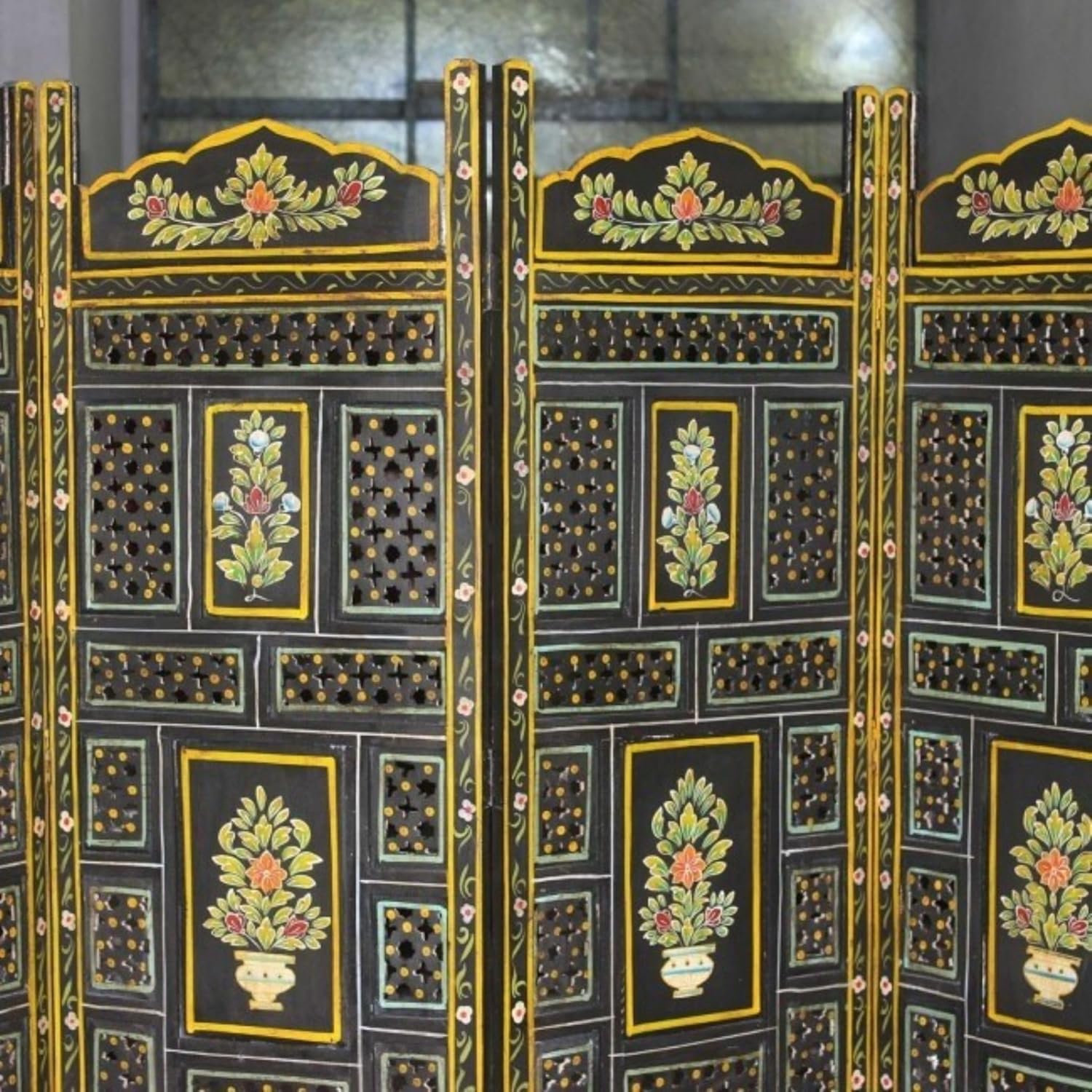 Hand Carved Indian Painted Partition Divider U225