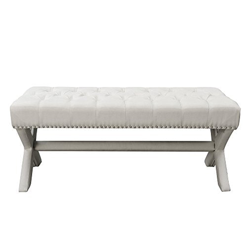 Inspired Home Dark Grey Velvet Bench with X-Legs Z47922