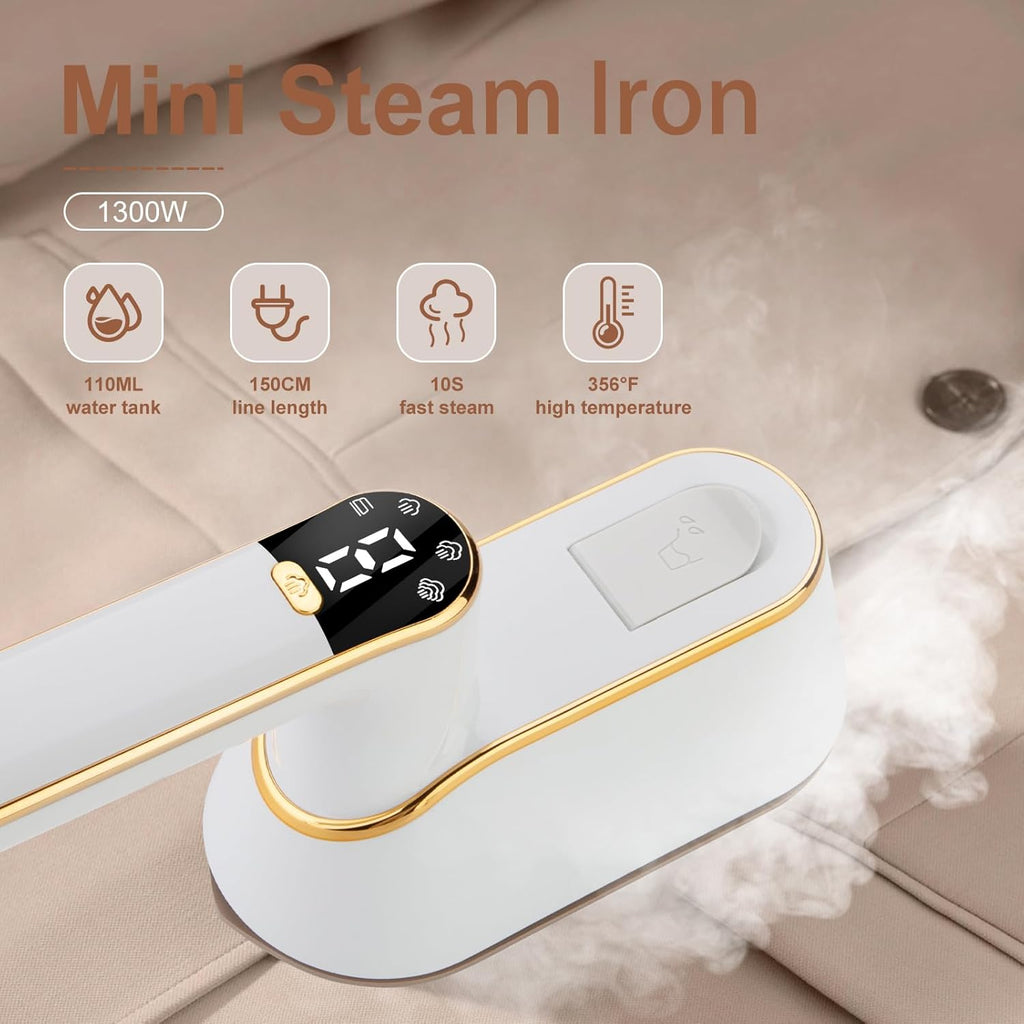 Portable Travel Steamer for Clothes, 1300W Handheld Iron with LCD Screen J8164
