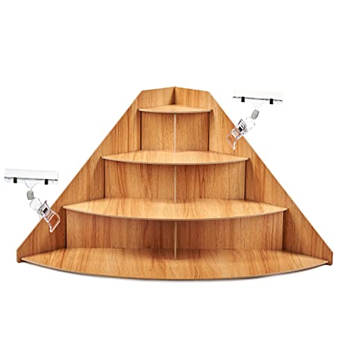 4-Tier Retail Wooden Display Riser - Farmers Market Craft Fair Rack Candle Soap Stand For Shows Wood Countertop Pop Up Shop Tumblers Cupcakes Candy