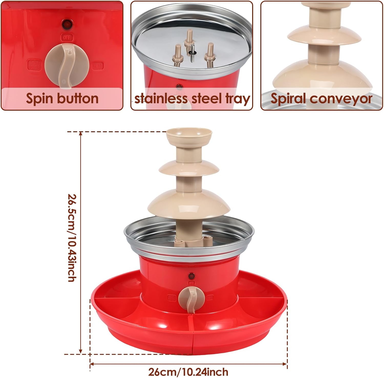 3 Tier Chocolate Fountain Machine with Serving Tray R162