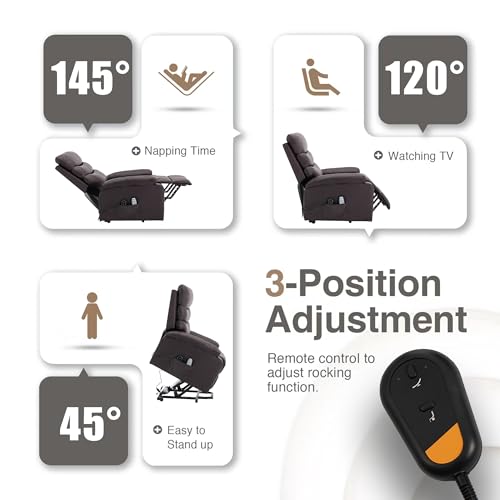 Power Lift Recliner Chair PU Leather Heat Massage for Elderly, Black K572