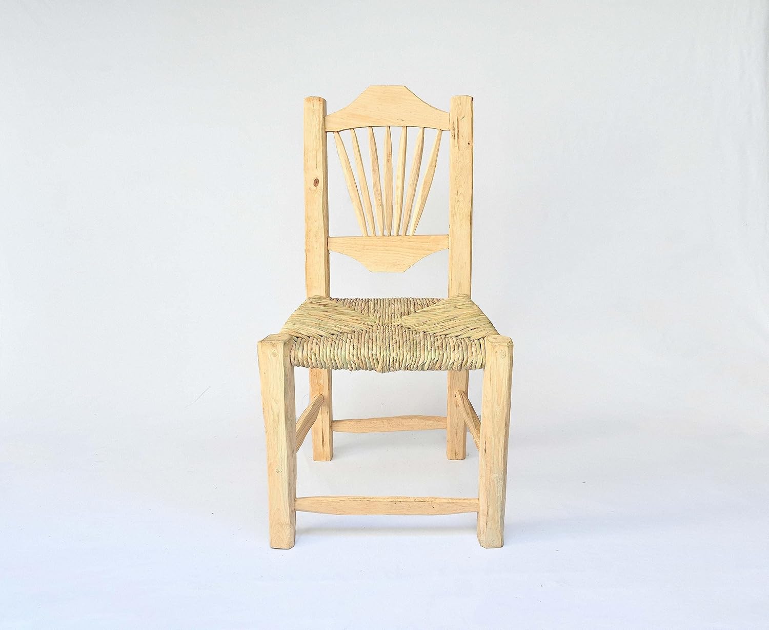 Set of 2 Handmade Wood Woven Chairs with Natural Palm Fiber U425