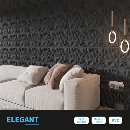 Art3d 33-Pack 3D Wall Panels, Diamond Textured Accent Wall Paneling, 12 x 12 inch White D9779