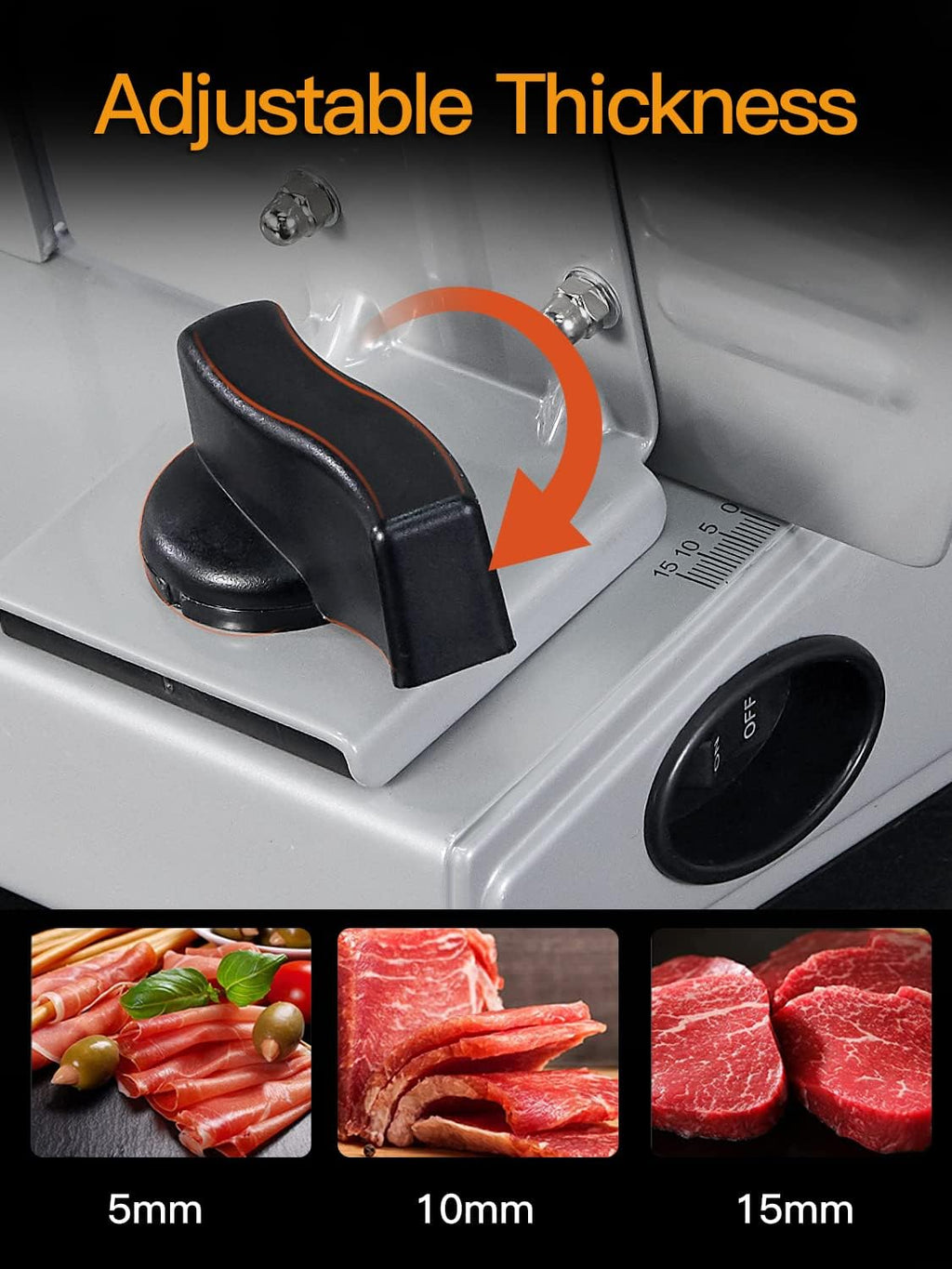 Electric Meat Slicer with 7.5" Stainless Steel Blades, Adjustable Thickness X48697