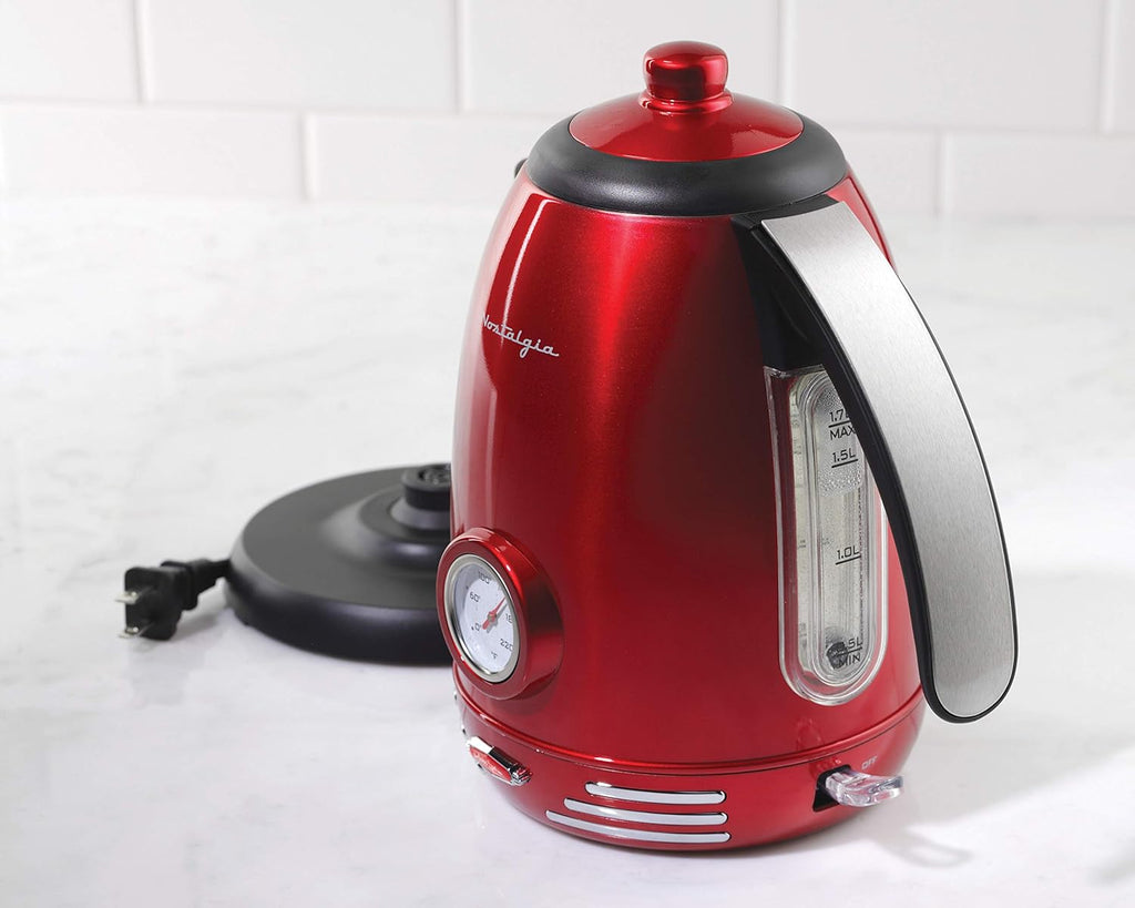 Nostalgia Retro Compact Microwave Oven 0.7 Cu. Ft. 700-Watts and Stainless Steel Electric Tea Kettle 1.7 Liters C465