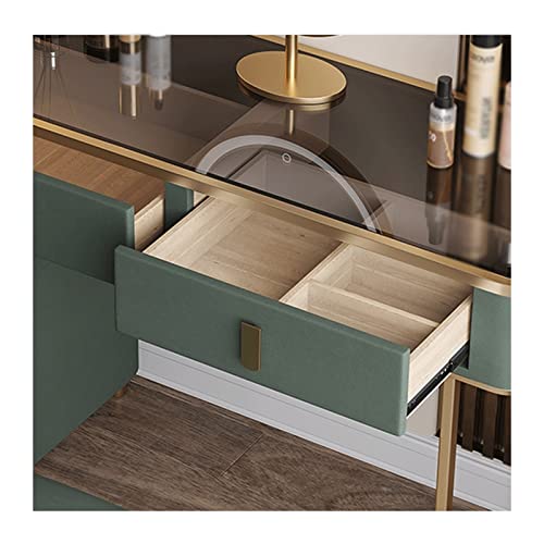 Modern Minimalist Wood Makeup Table with LED Mirror and Cabinet S37569