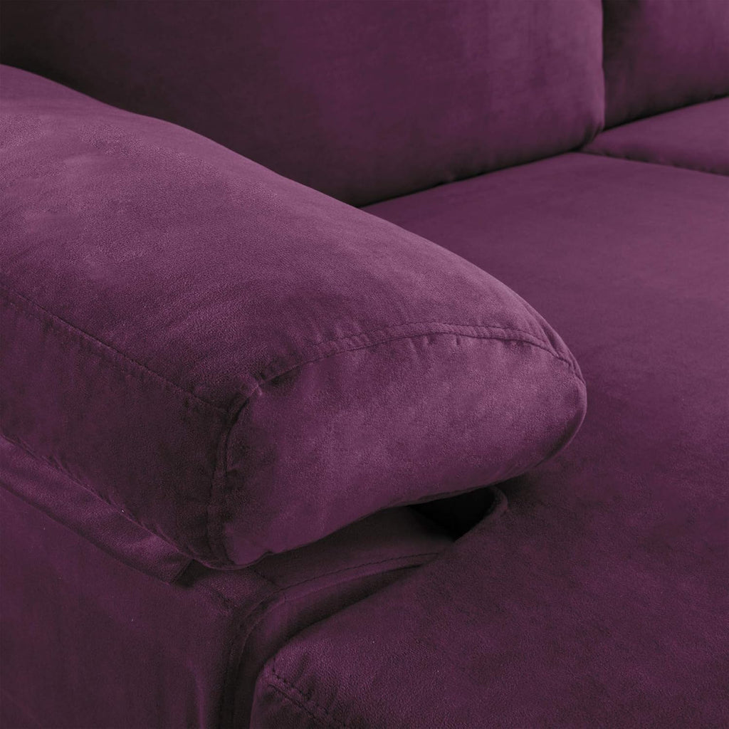 Casa Andrea Milano Modern Velvet L-Shape Sectional Sofa with Chaise Lounge, Purple G208402
