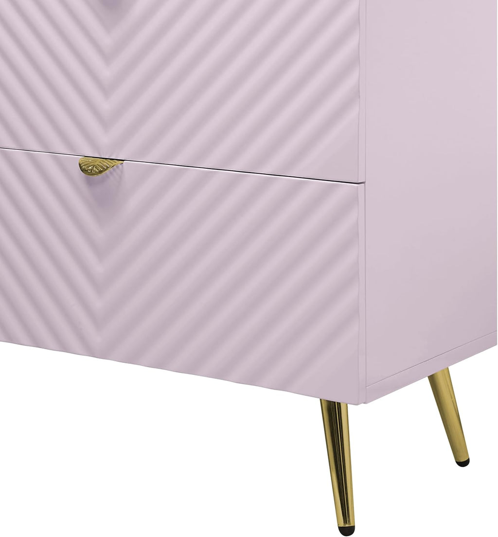 Acme Gaines 6-Drawer Pink High Gloss Wood/Metal Dresser D82099