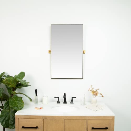 Hamilton Hills 24x36 inch Gold Metal Framed Pivot Mirror for Wall R573