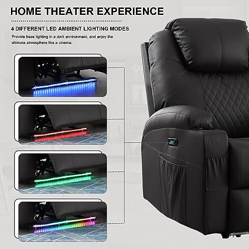Power Recliner Chair with Heat and Massage, PU Leather, Brown Y487