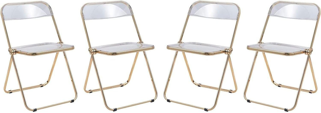 Timeless Trends, Folding Chair with Gold Metal Frame, Foldable for Convenient Storage., Space-Saving, Set of 4