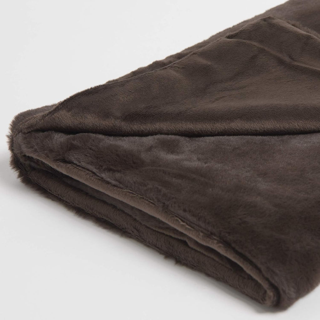 Luxe Faux Fur Throw - Chocolate - 58" W x 60" L R113458