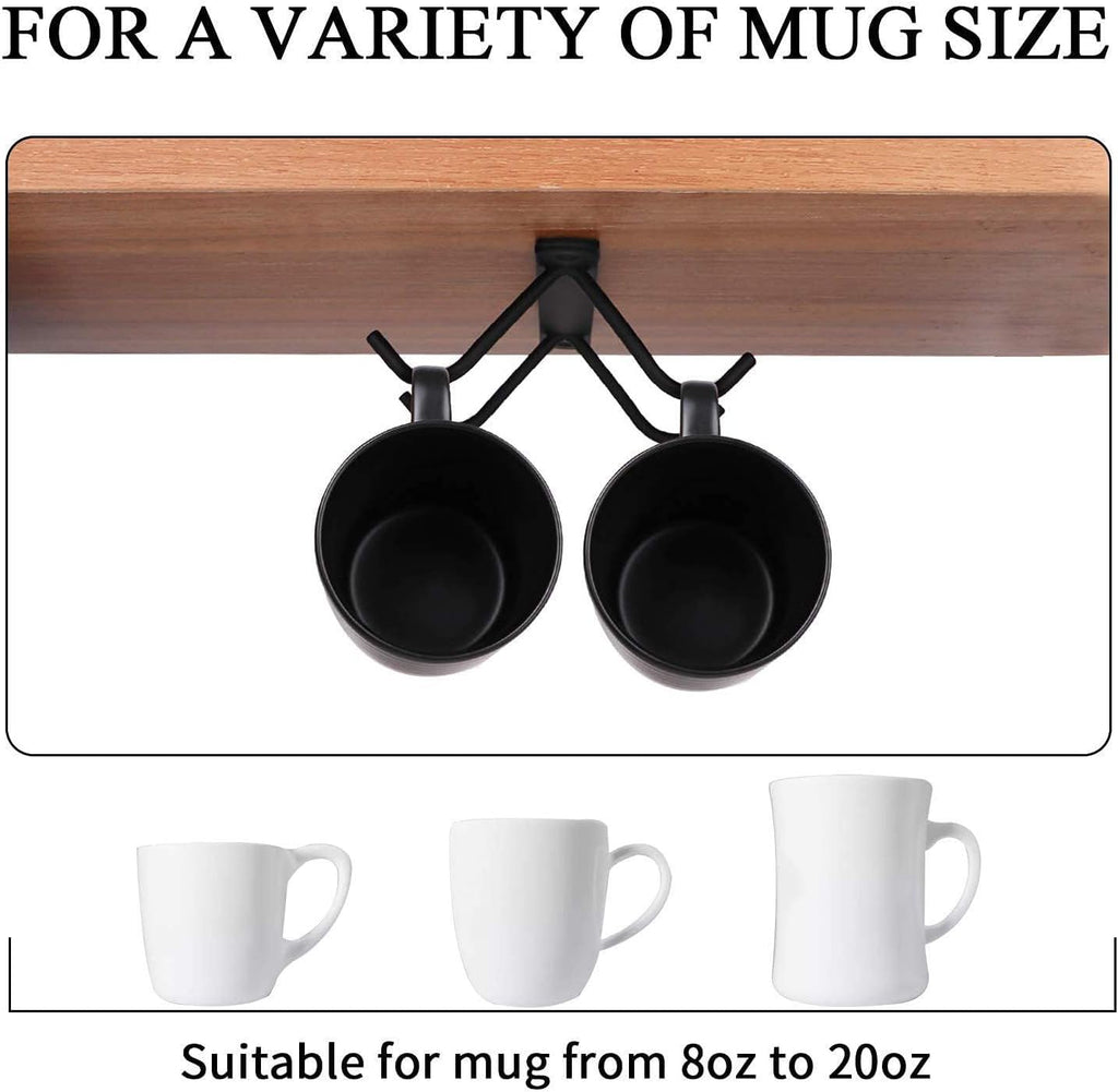 4 Packs Mug Holder Under Cabinet, 16 Hooks for Coffee Cups C963644