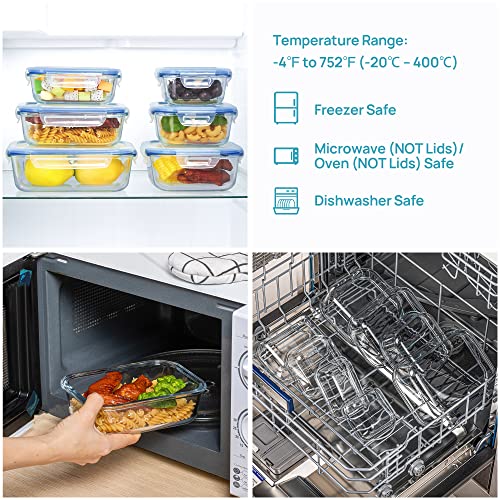 Vtopmart 8 Pack Glass Meal Prep Container with Lids, Airtight Food Storage B68410