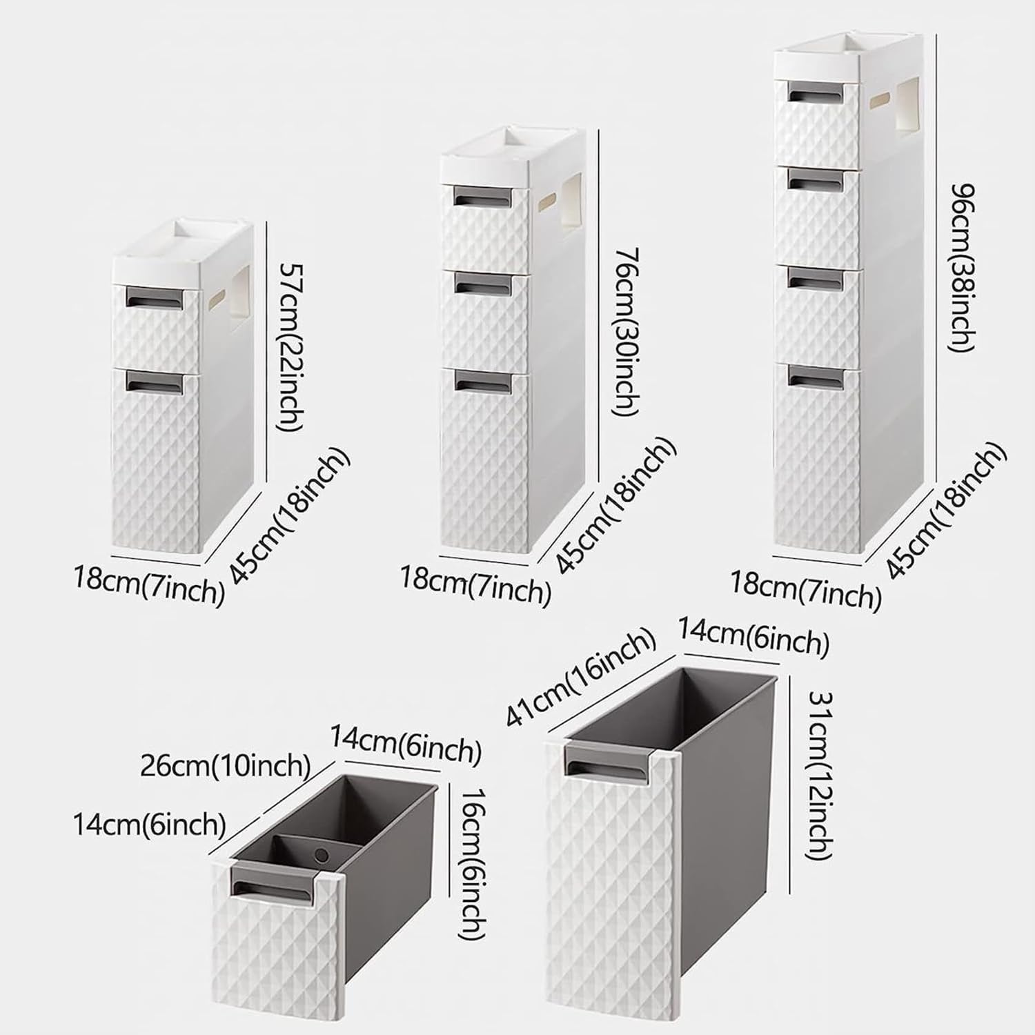 Small Bathroom Storage Cabinet with Moveable Drawers and Wheels Y637