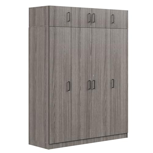 Modern 3-Door Wardrobe with Mirror and Drawers, White F320