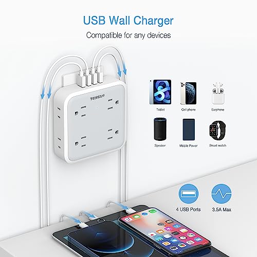 TESSAN Multi Plug Outlet Splitter with USB Wall Charger, Surge Protector A34107