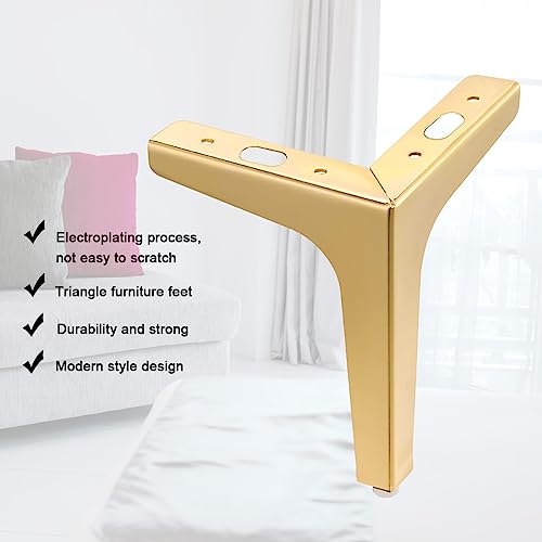 Metal Furniture Legs 7Inch, 4 PCS Triangle Gold Sofa Legs for Cabinet Table H5976