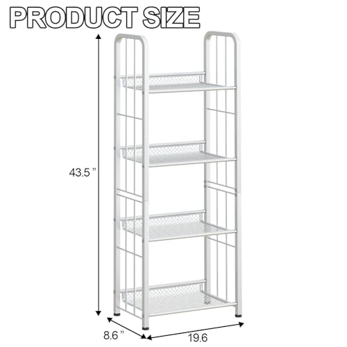 White 5 Tiers Tall Bookshelf Industrial Storage Narrow Bookcase I3706