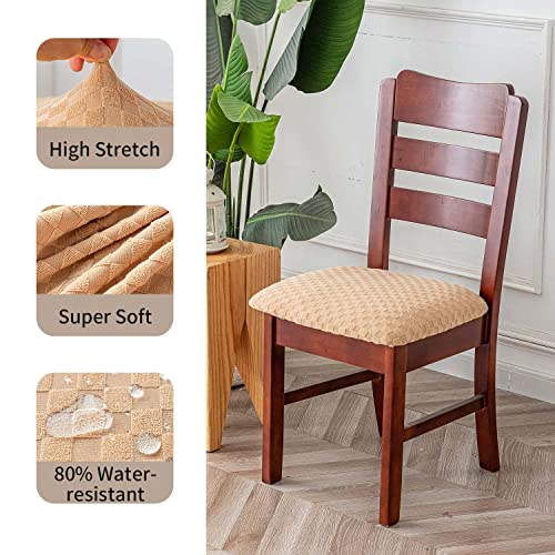 Waterproof Jacquard Dining Chair Seat Covers (4, Ivory) G485