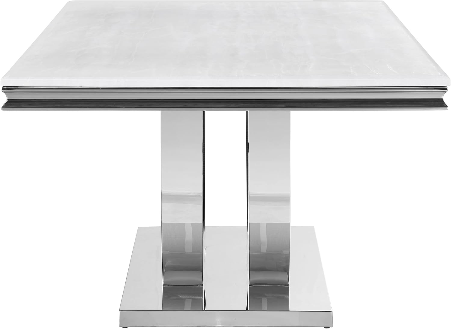 Coaster Home Furnishings Kerwin Rectangular Faux Marble Dining Table, White and Chrome N40979