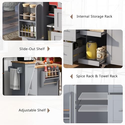 Kitchen Cart with Wood Drop-Leaf Countertop, Kitchen Island on Wheels, Black A523