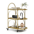 XIV Bar Cart, Home Bar Serving Cart, Metal Kitchen Carts with Storage, Drink Coffee Cart with Wheels for Kitchen and Living Room (Black)