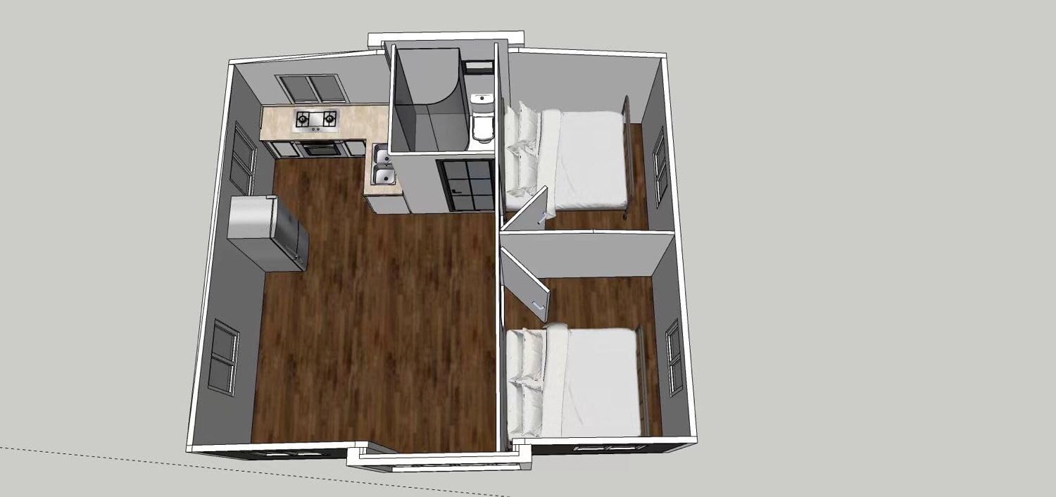 20ft Prefabricated Mobile Home with Bedrooms and Kitchen A8328