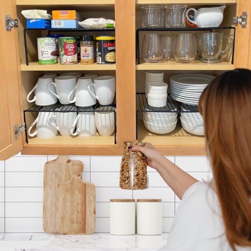 Evelots Kitchen Cabinet Wire Shelf Organizer 2 Pack, Black E772404