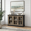 Bush Furniture Westbrook 46W Sideboard Cabinet with Glass Doors in White Ash | Storage Credenza for Dining Room or Kitchen Area