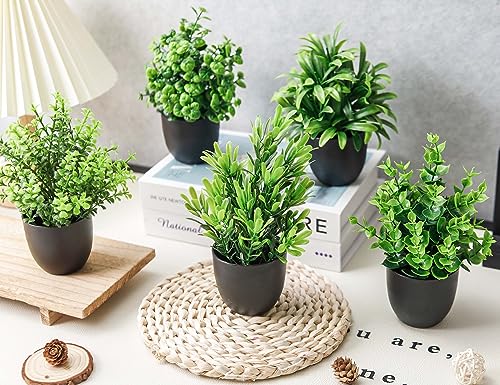 Der Rose Fake Plants 4 Packs Artificial Plants in Black Pot for Indoor Decor Q4933