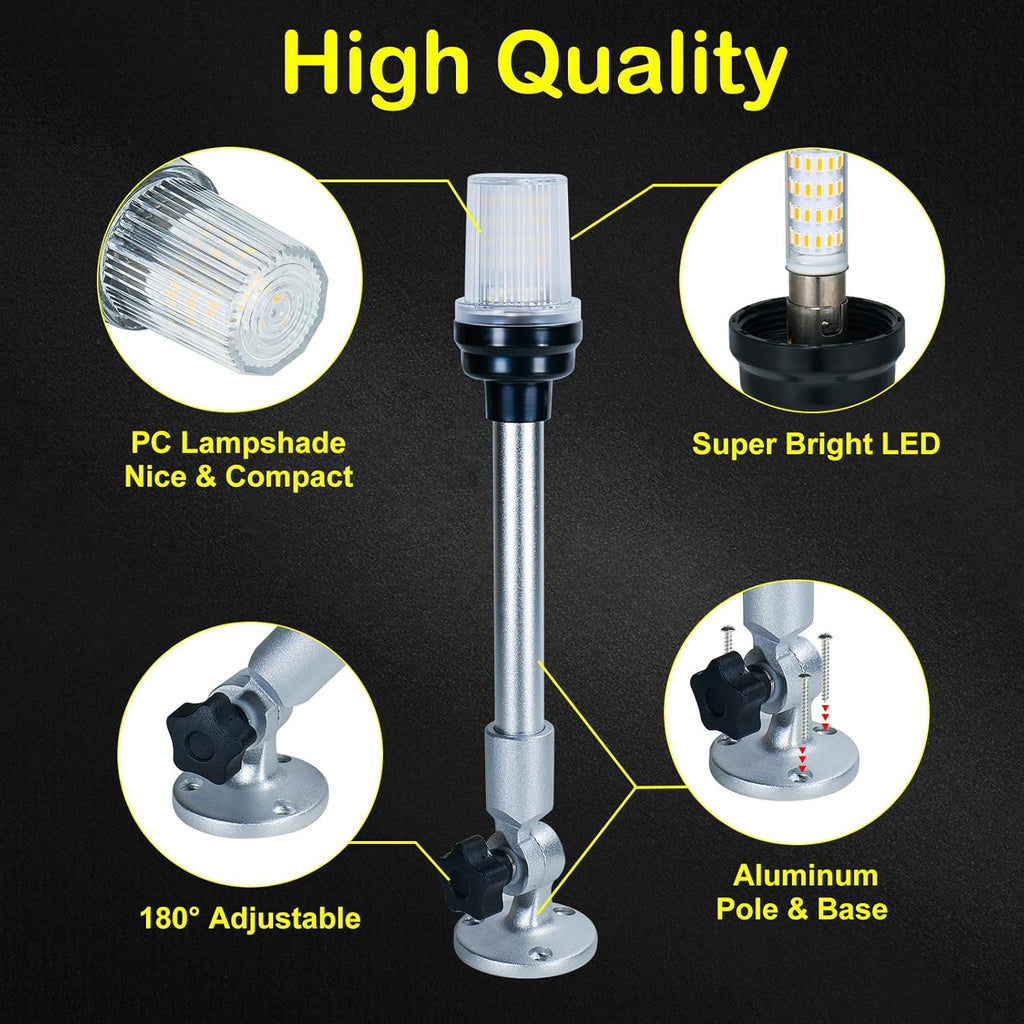 12 Inch LED Fold Down Boat Anchor Light for Pontoon and Fishing Boat I71030