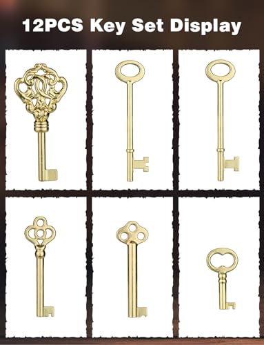 Skeleton Key Set, 12-Key Universal Replacement for Antique Furniture and Cabinets Y8752