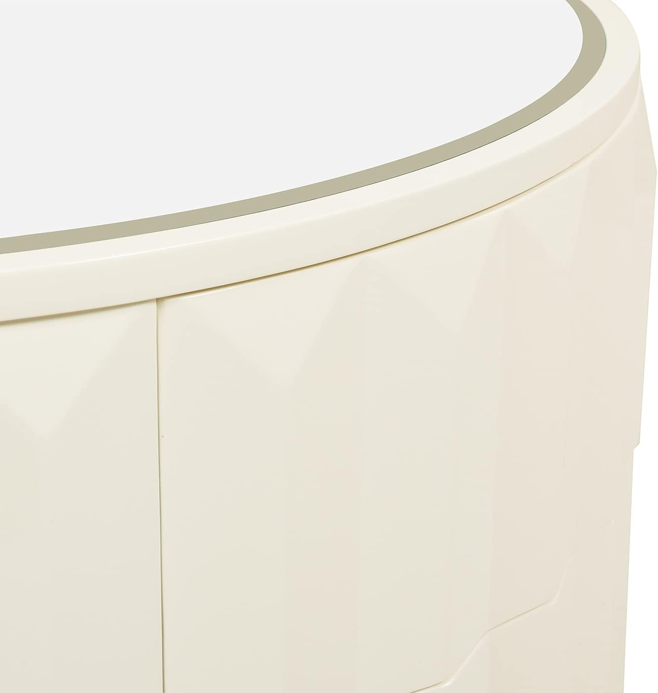 Jennifer Taylor Home JTH LUXE Wilson 35.5" Round Storage Coffee Table, White Lacquer Birchwood A9045