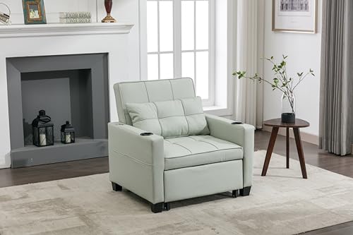 Sleeper Sofa Bed 3-in-1 Convertible Pull Out Couch with USB Ports and Cup Holders, Blue Tech Cloth M19216