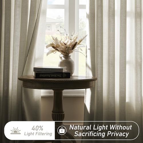 Taupe Linen Pinch Pleated Curtains 96 Inches Light Filtering for Living Room X6508