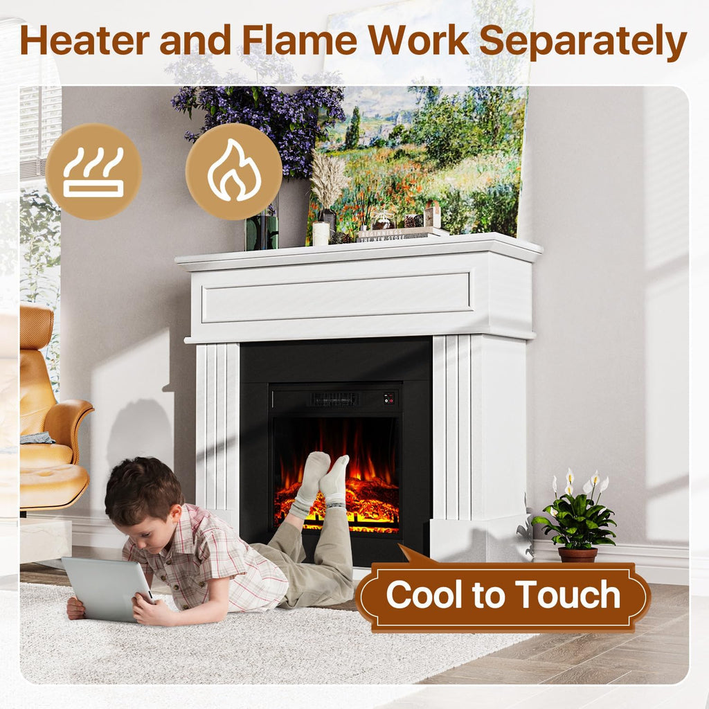 Electric Fireplace with 43" Mantel, Freestanding TV Stand, 1500W Heater D6037
