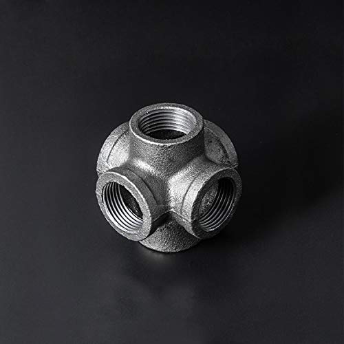 3/4" Black 6-Way Side Outlet Tee, Malleable Iron Pipe Fittings by TZH W4821