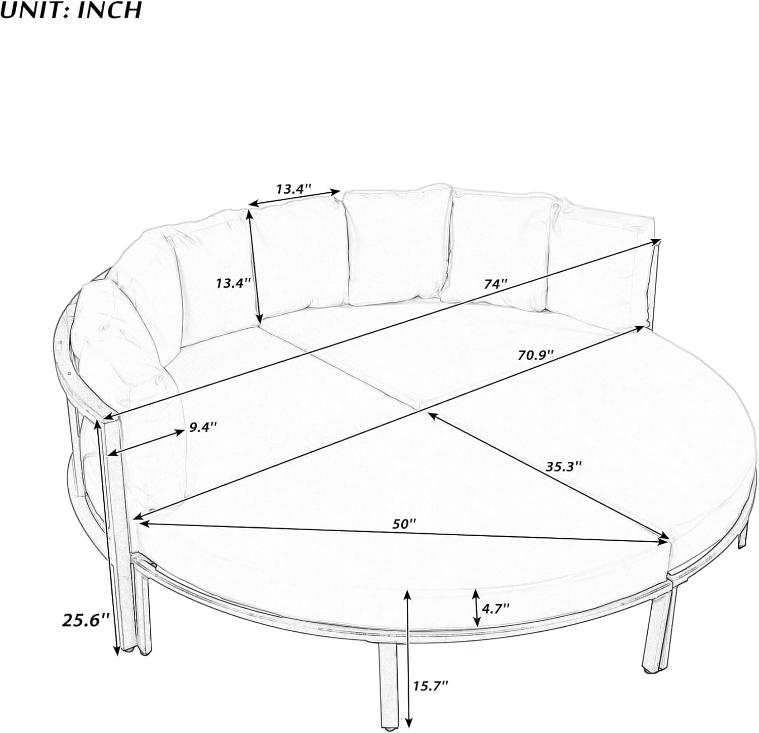 ROOMTEC U-style Sleeper Sofa Bed Convertible Futon Couch, Grey Z75576