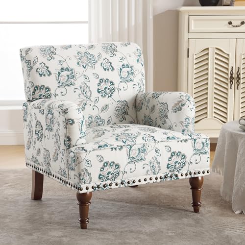 Modern Floral Accent Chair with Arms for Living Room N447