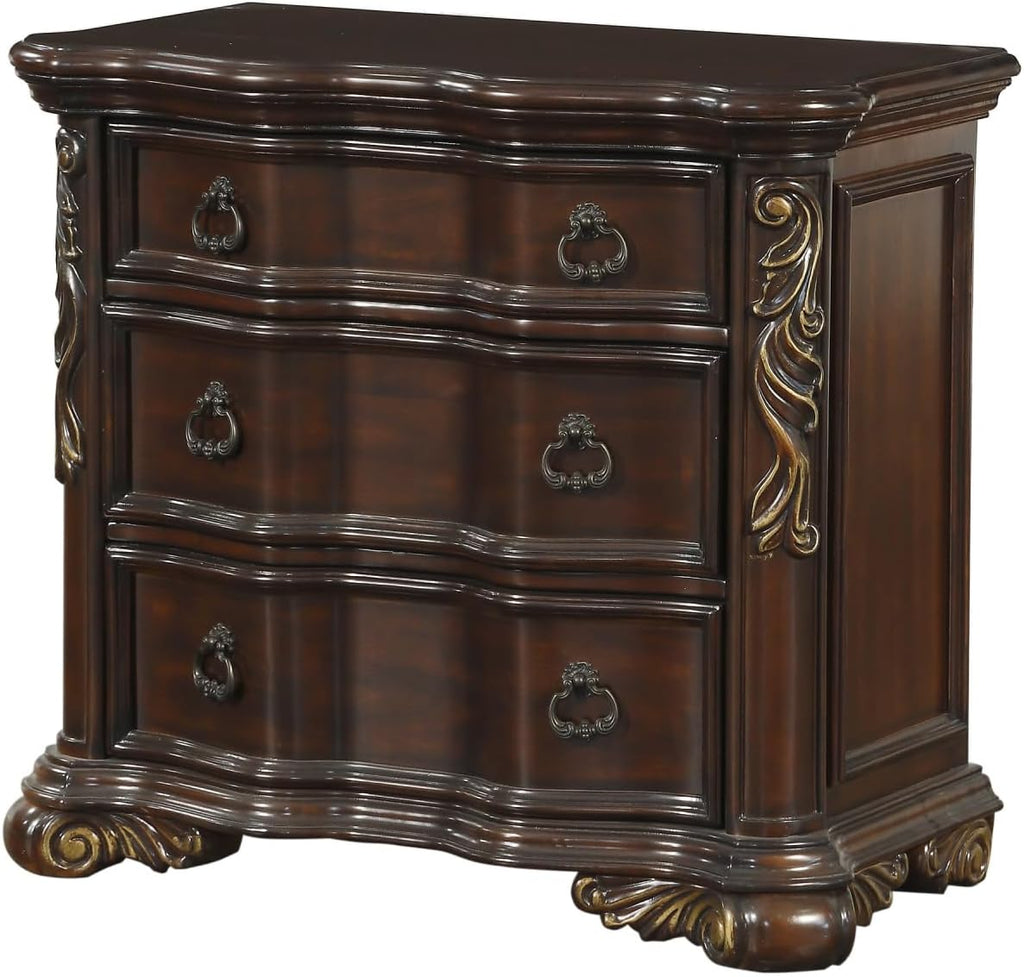 Cherry Finish Nightstand with 3 Drawers B382