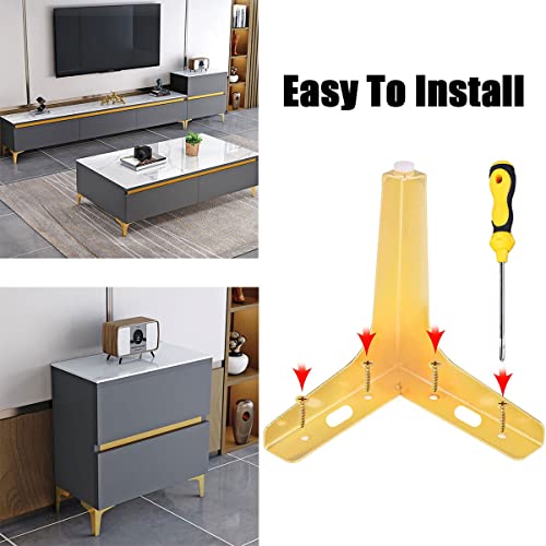 Metal Furniture Legs 7Inch, 4 PCS Triangle Gold Sofa Legs for Cabinet Table H5976